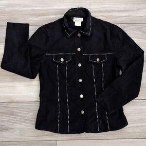 Vintage Fibers black button down with white details